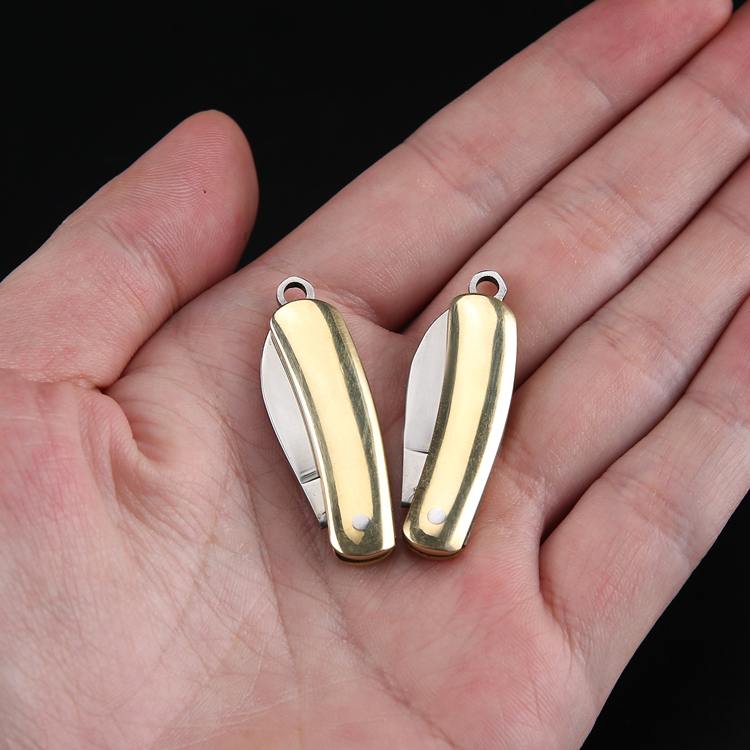 小刀袖珍刀黄铜迷你拆包裹挂件刀具随身开快递刀钥匙扣微型折叠刀瑞士