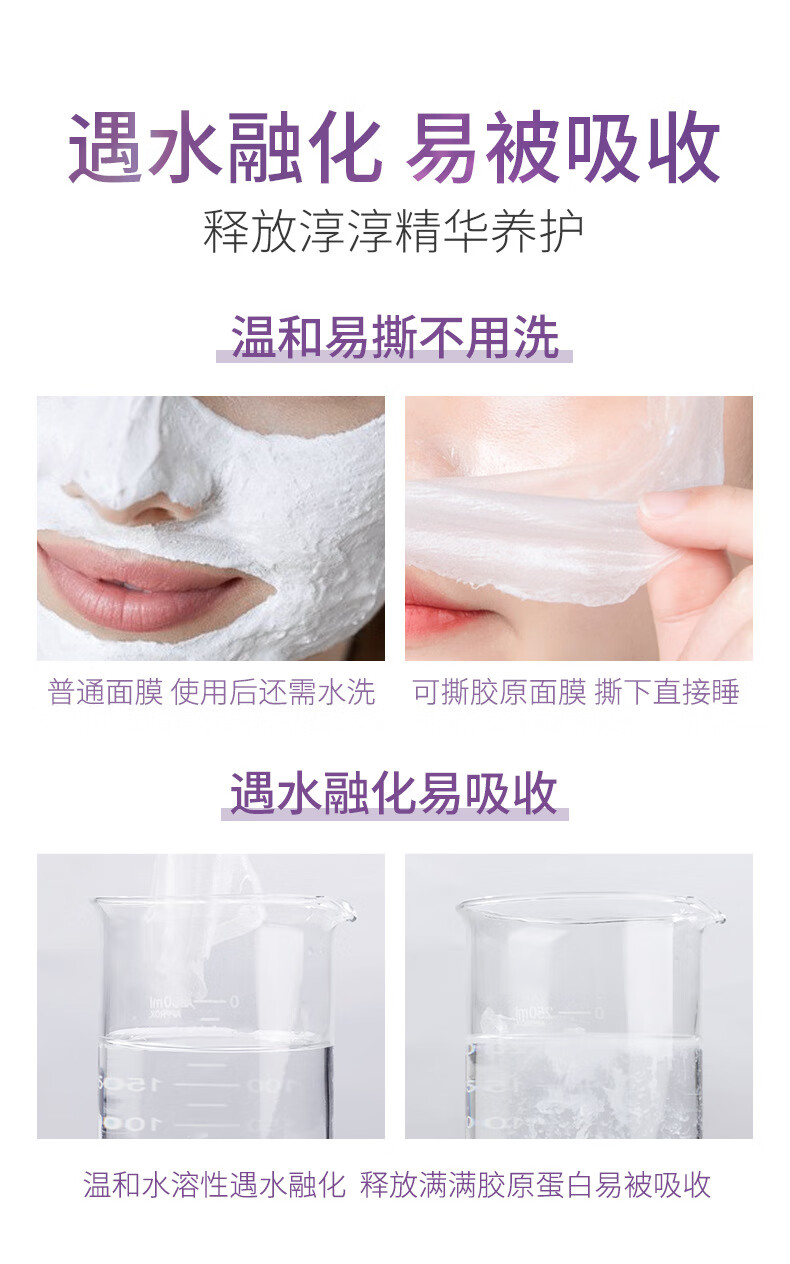 梦希蓝【实发4盒】胶原填充光感抗皱面膜细纹粗糙肌肤适用补水保湿男女 4g*20包/盒