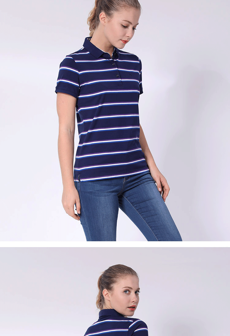 威鹏polo衫女针织短袖翻领夏季纯棉商务弹力针织衫女薄j12005图片色s