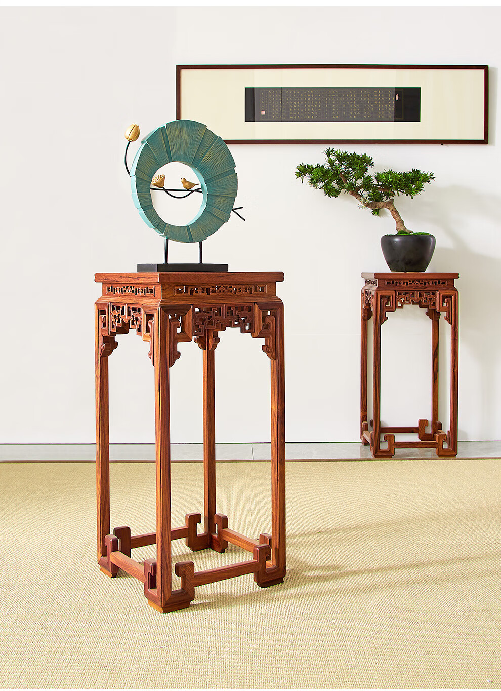 苏作苏素红木家具缅甸红酸枝/白酸枝(学名:奥氏黄檀)花架花几中式禅意