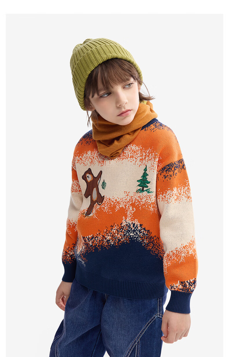 MQD Maqidun Autumn Winter 2024 New Round Neck Boys' Knitted Sweater Thickened Baby Pullover 8