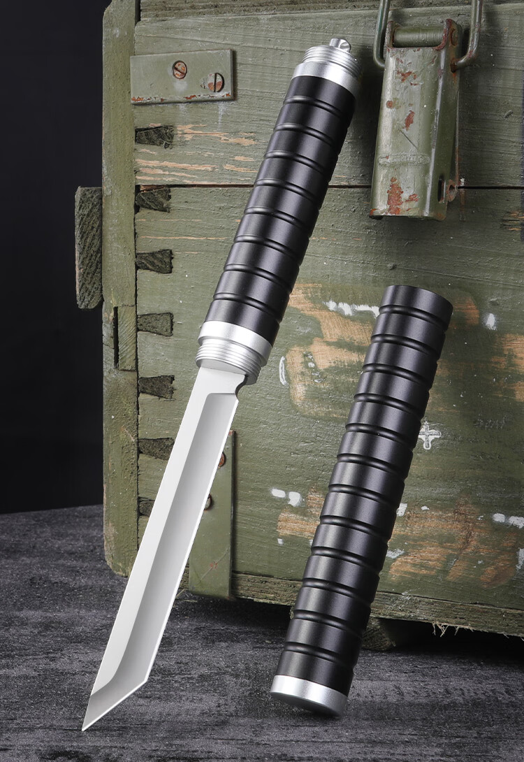 户外1刀 荒夫黑管棍中刀户外刀荒野求生刀战术刀车载短刀登山刀直刀