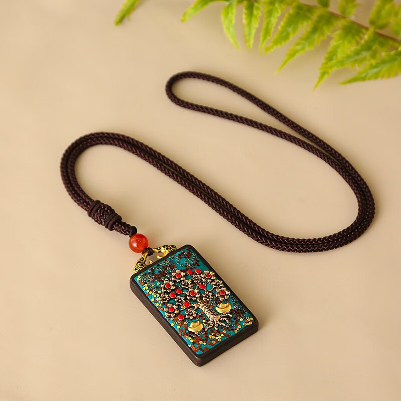 十方清梵复古尼泊尔唐卡神象长款项链黑檀木佛牌吊坠配饰毛衣链女佛牌