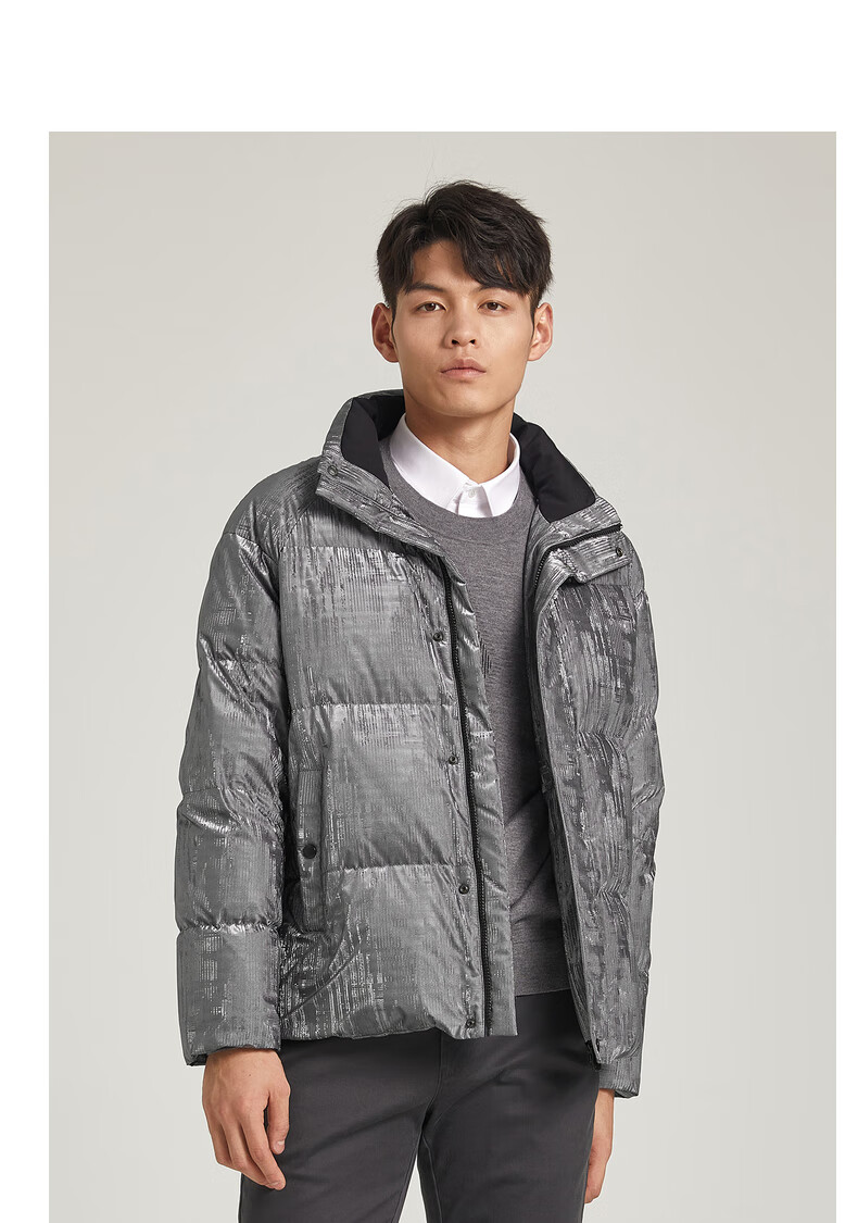 利郎羽绒服男立领pu面层光泽感冬季时尚保暖羽绒服男外套 石灰色(g1dr
