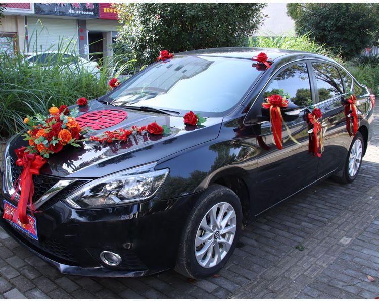 中国风 主婚车装饰套装结婚用品全套 森系车头花车布置中式创意 凤尾