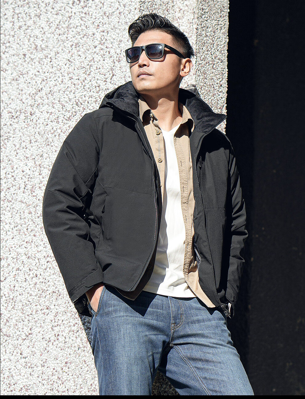 新品龙牙隐炽夹克羽绒服800蓬鹅绒男士保暖防寒羽绒外套 钛钢灰 s