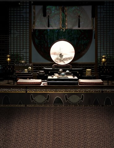 影楼拍照主题背景布古风摄影海棠红清平乐古代房间室内写真古装纸