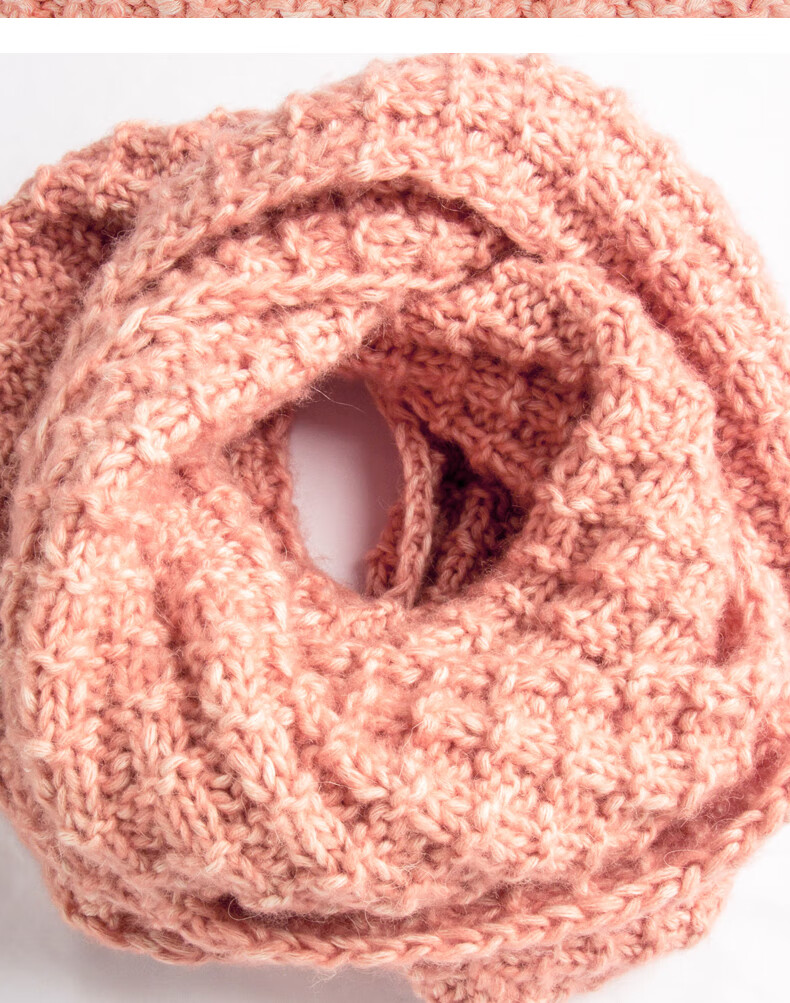 恒源祥手工编织冬季温暖竹节花围巾粗毛线送男友礼物diy自织围巾竹节