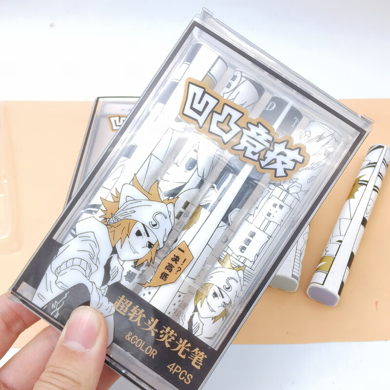 欧鲸oujing凹凸世界荧光笔标记笔大容量男孩日系卡通动漫周边文具