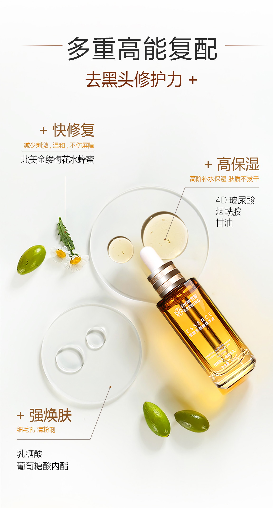 雪酿 乳糖酸精华液去黑头收缩毛孔精华水保湿清洁细腻毛孔三代果酸