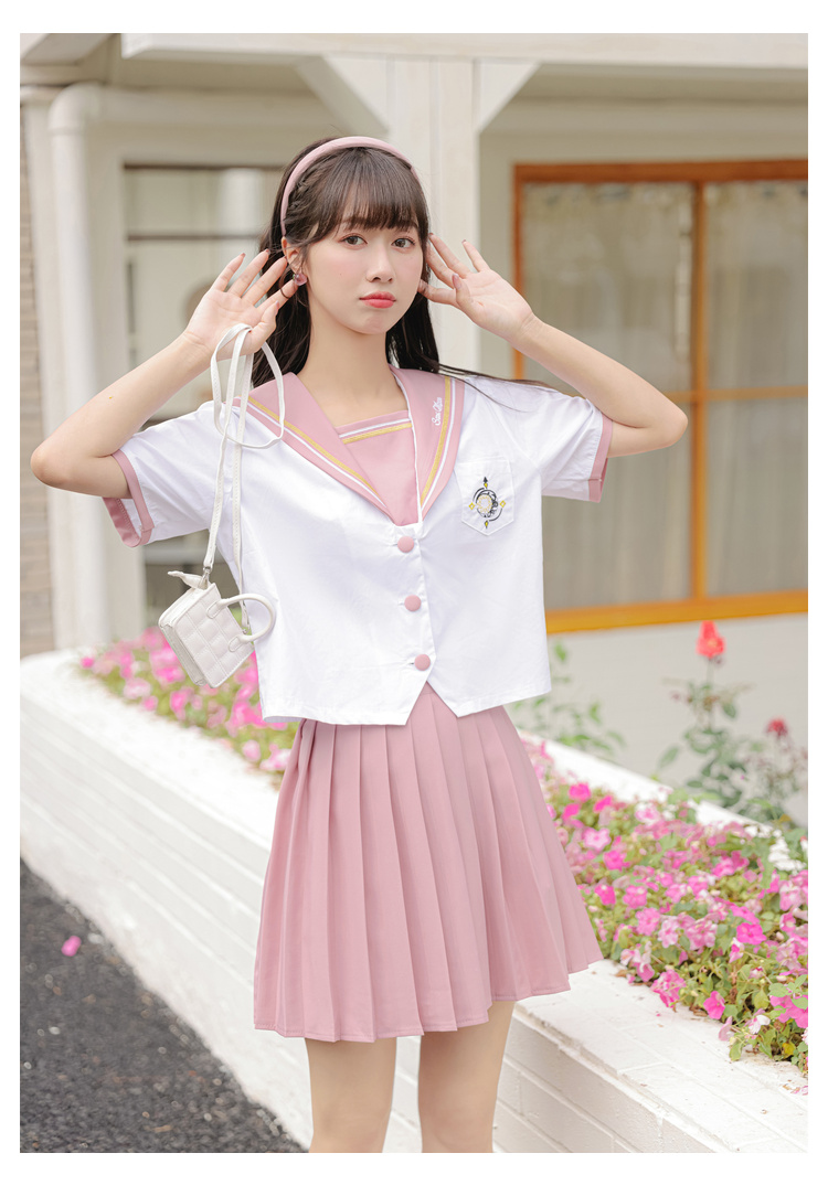 兔系jk制服套装正品全套实拍学生纯棉jk裙显瘦水手服制服短袖百褶裙