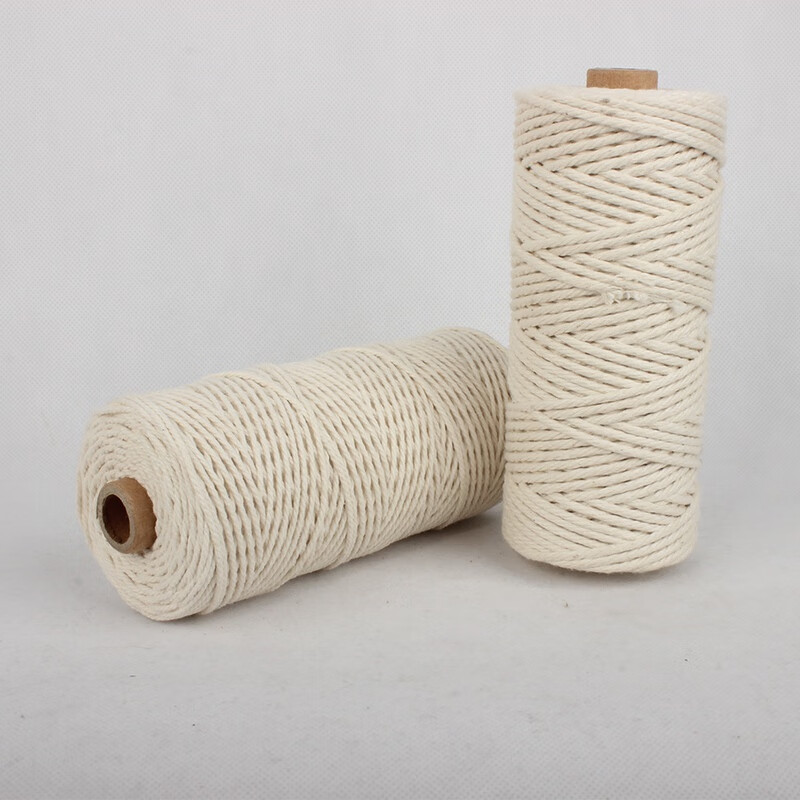 手工细棉绳装饰棉线绳挂毯编织捆绑吊牌绳子米白色包棕子专用3毫米800