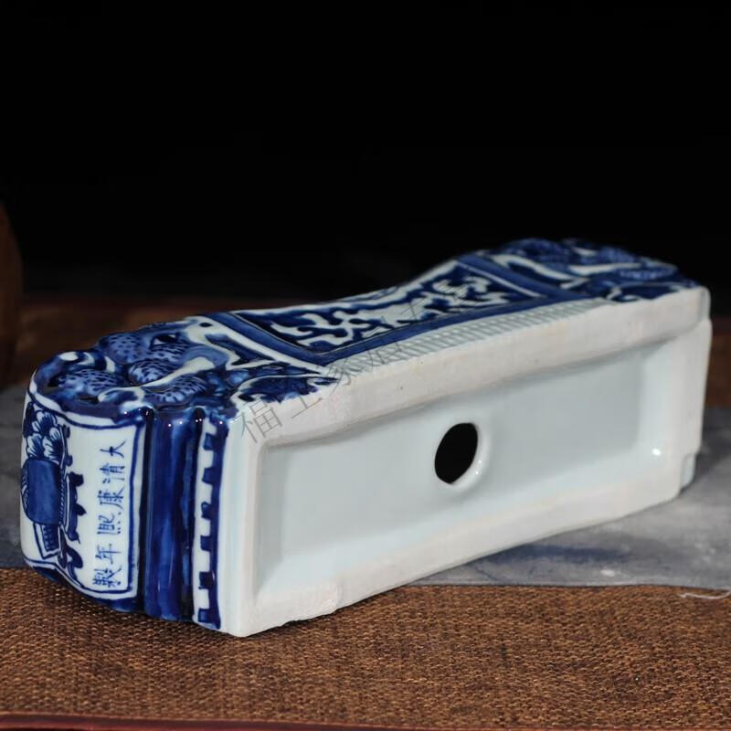 青花陶瓷枕景德镇手绘青花瓷枕头 高雅陶瓷枕头 仿官窑影青瓷器枕头 