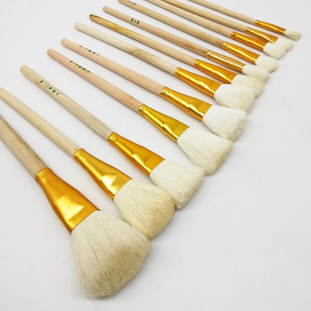 派诺特工艺羊毛s笔陶瓷彩绘工业油漆笔家具描金小水彩画刷软刷7号3支