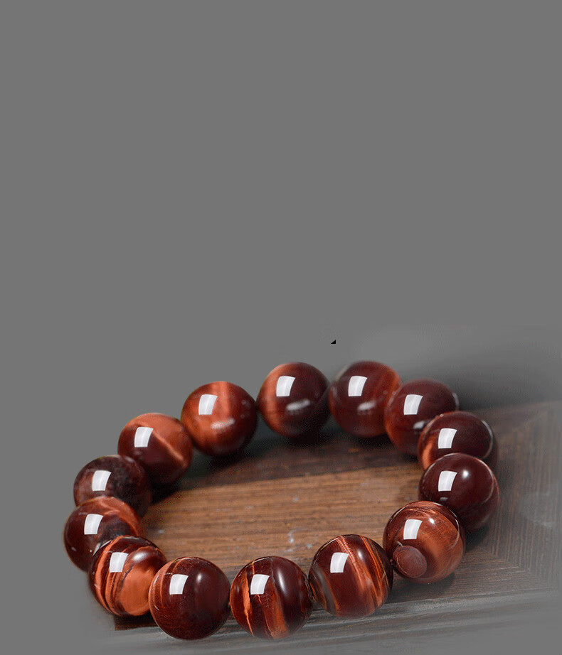 昂比熊新品红虎眼石手链男士虎睛石佛珠手串女水晶宝石首饰手饰品8