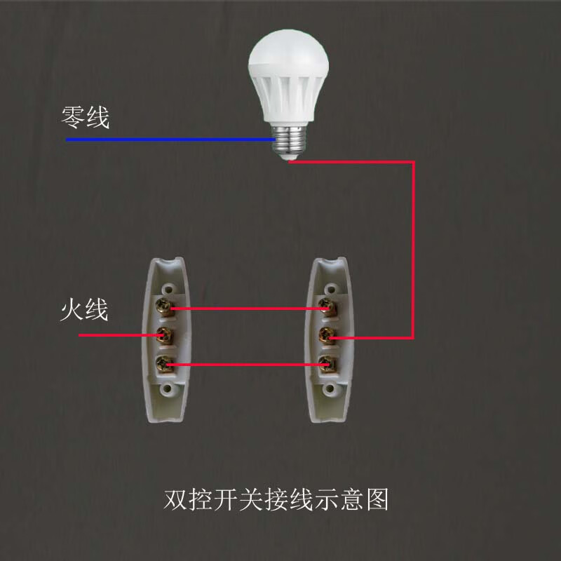 双控开关手捏单开双控双联开关明装家用灯泡手压按钮接线