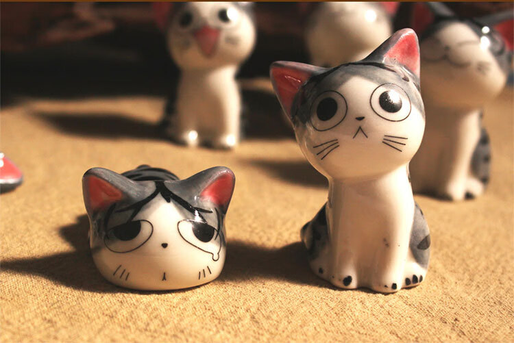 陶瓷猫咪起司猫摆件创意日式车内饰品可爱办公桌面装饰生日小礼物