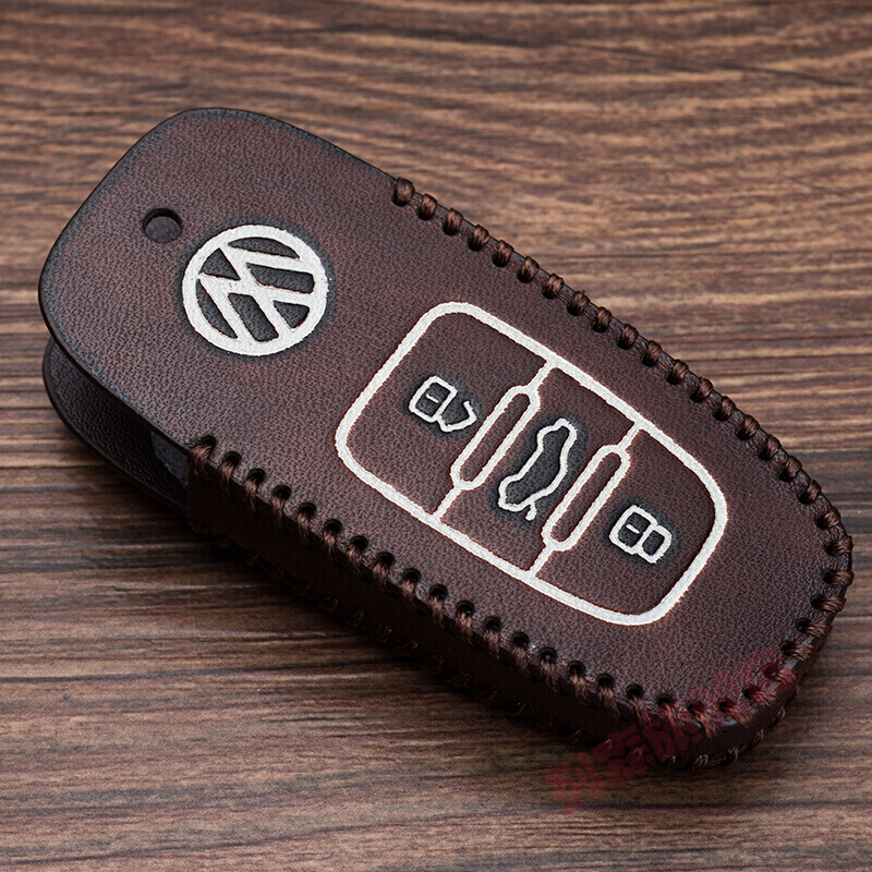 大众辉昂钥匙套包扣壳18款改装保护原厂男女真皮专用 复古红【图片