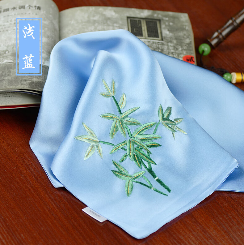 名古绣艺新品手工绣花手帕竹子苏绣成品刺绣真丝丝绸出国苏州礼品国庆