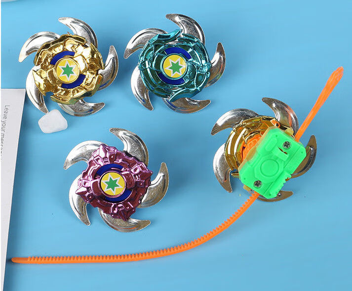 万代 新款拉尺陀螺儿童发光陀螺旋风战斗陀螺拉尺合金陀螺幼儿园小