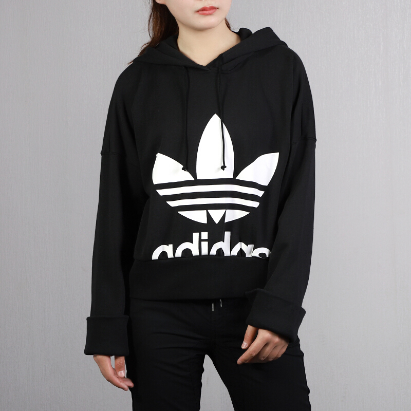 adidas阿迪达斯三叶草女装卫衣秋季新款休闲连帽舒适透气时尚套头衫cy