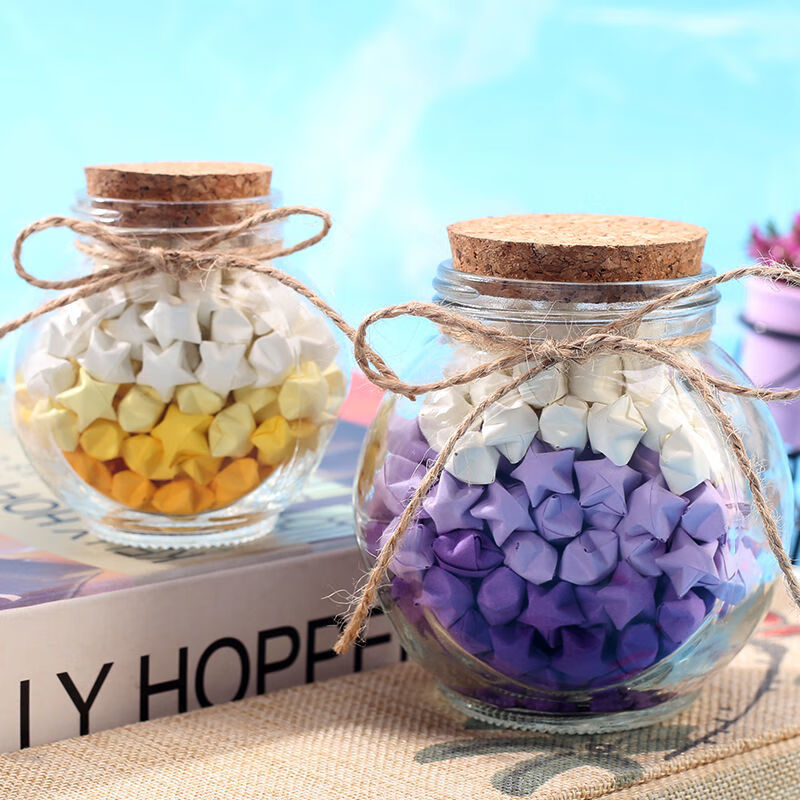 星星瓶520木塞玻璃瓶星星瓶许愿瓶led漂流瓶手工折纸星空瓶女生生日