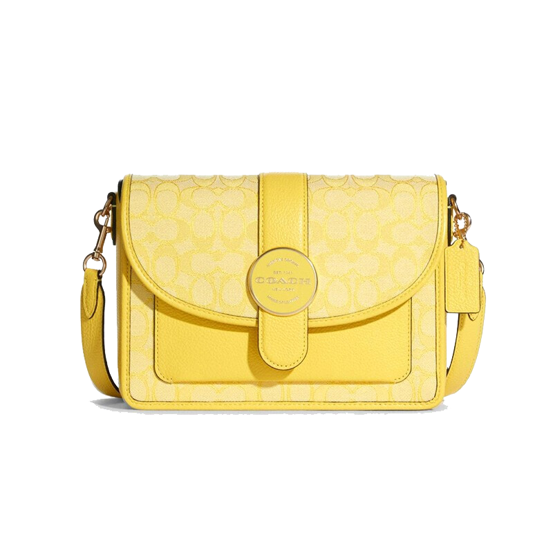 coach coach蔻驰奢侈品 新款女士邮差包轻奢百搭翻盖包时尚印花小方包