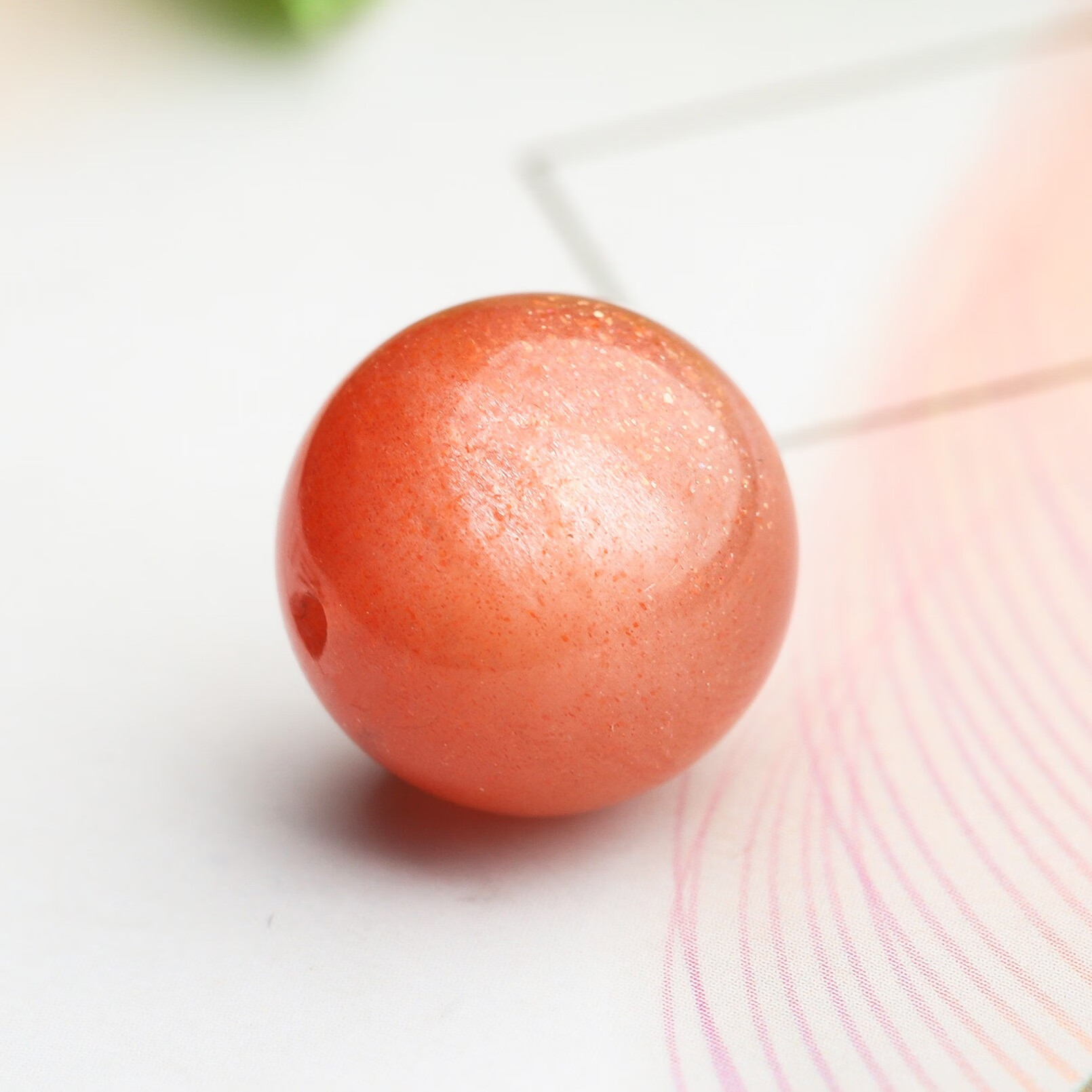 帛灵7a收藏级天然橙月光散珠 蓝月光石单珠太阳石diy水晶多宝手串配珠