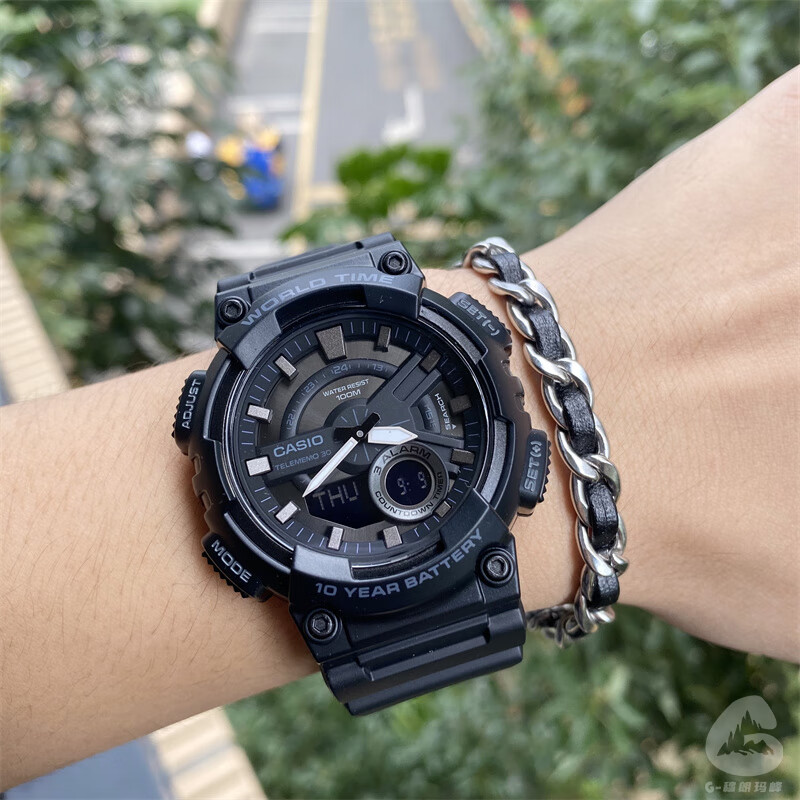 casio卡西欧 海外代购 手表男士经典复古黑金防水学生表 aeq-110w aq