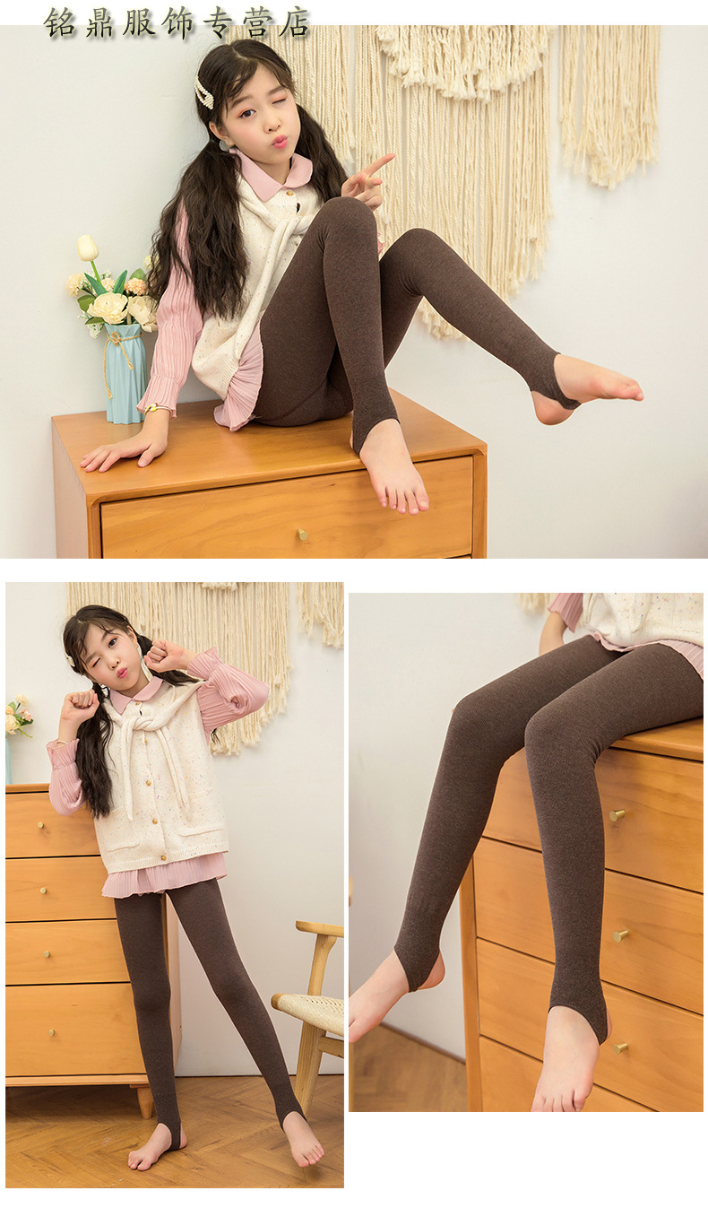 儿童踩脚打底裤一体加厚连体袜裤11岁3秋冬韩版8学生舞蹈裤袜 连袜黑