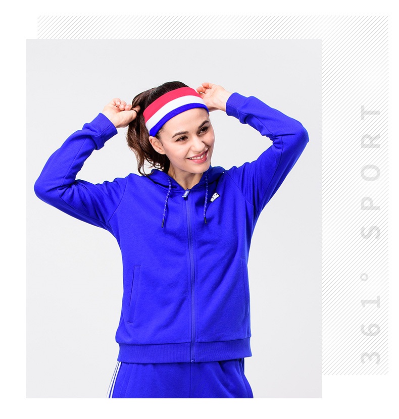 361度女装运动外套 春秋季新款休闲连帽开襟卫衣361跑步气运动服女