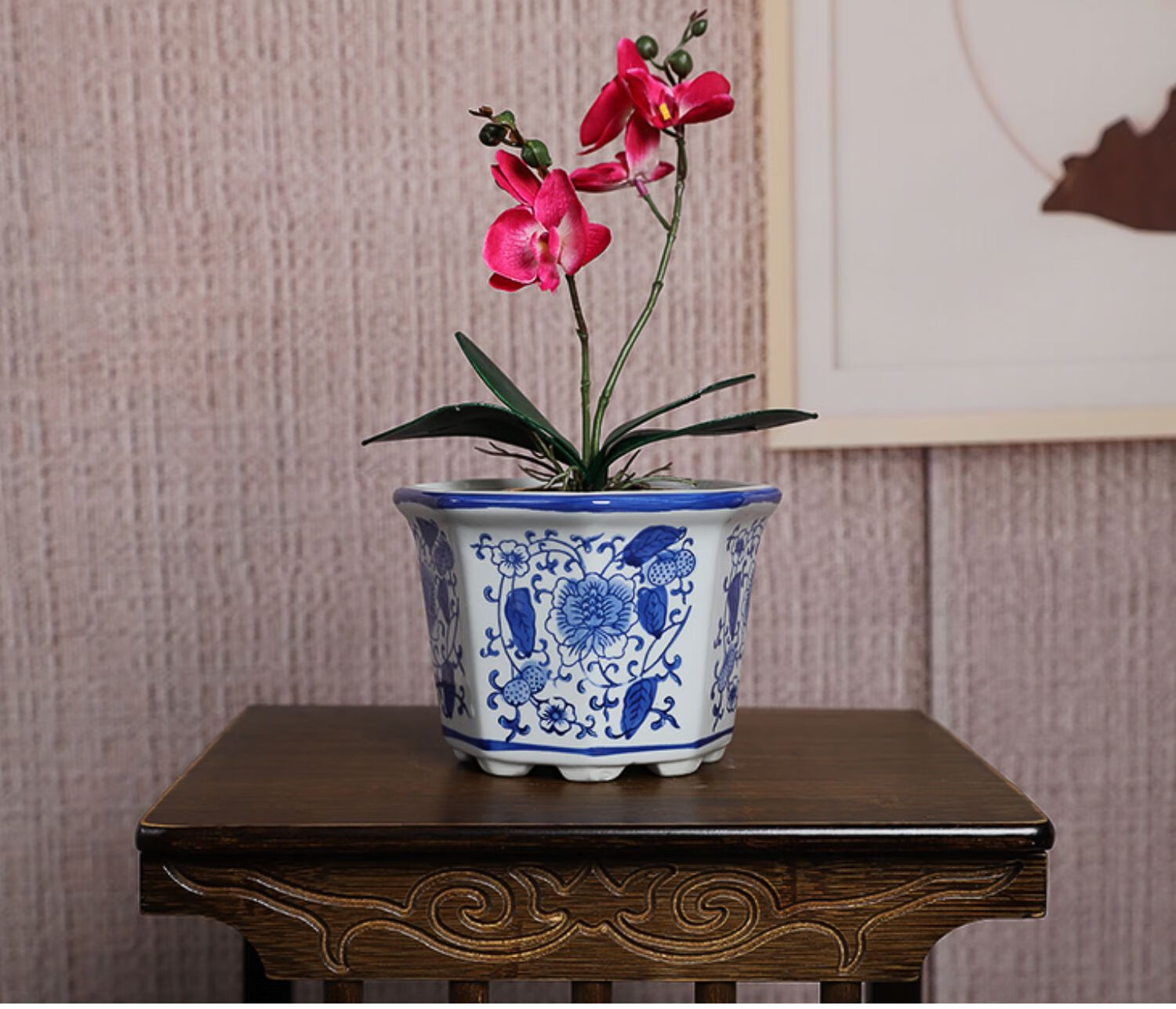 花盆陶瓷中国风青花瓷花盆绿萝吊兰绿植陶瓷花盆仿古中式家居 青花4号