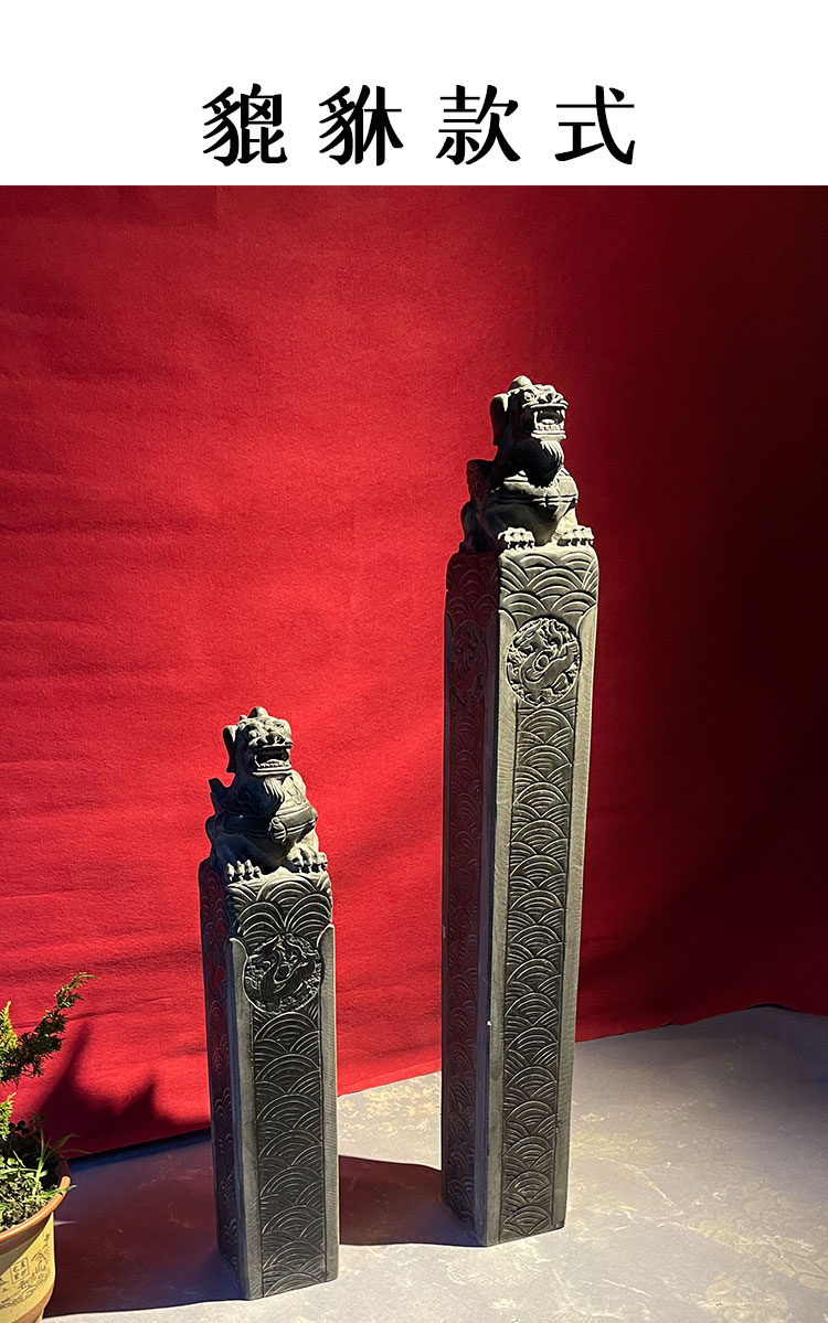 青石雕拴马桩石狮子貔貅麒麟吸水四神兽栓柱仿古做旧摆件庭院定制青石