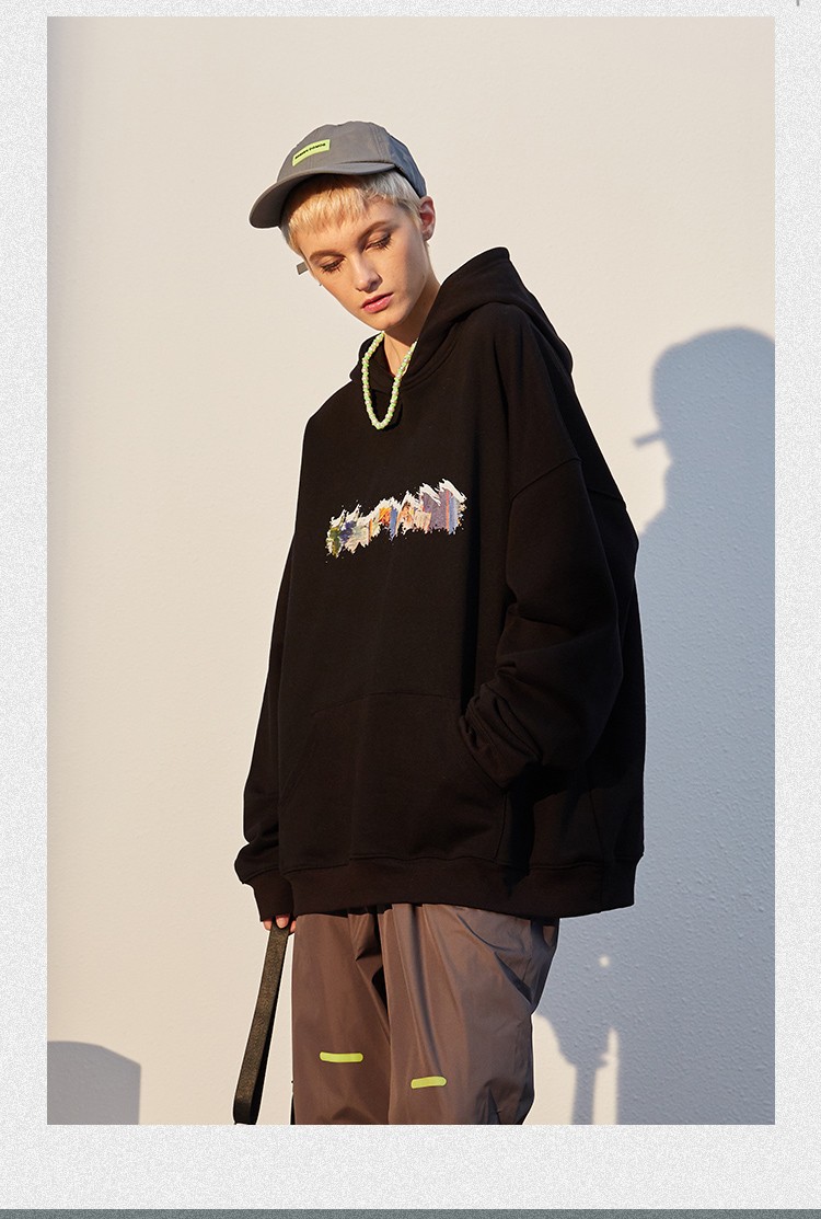 澳颜莱 国潮owx莫奈油画卫衣男嘻哈宽松街头女ins扑克红桃个性潮牌