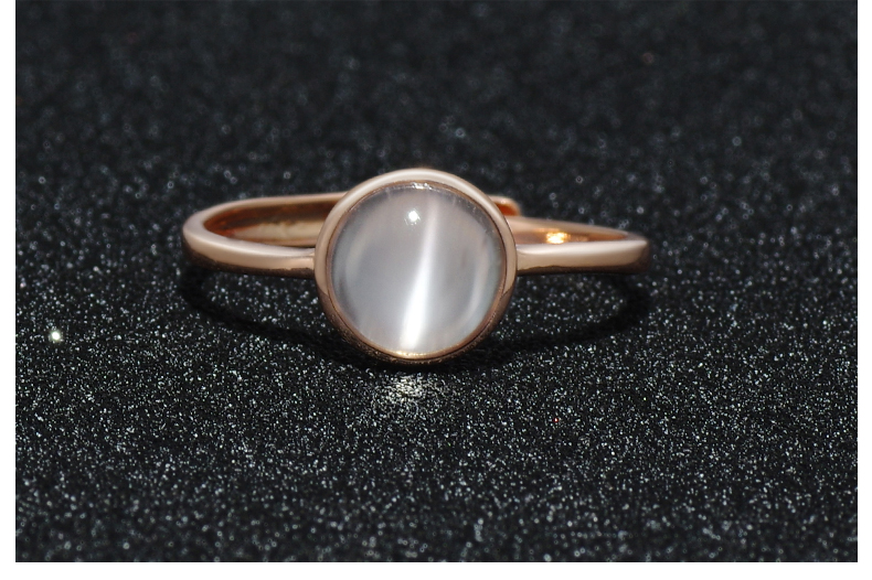 天然月光石猫眼石宝石女戒指透明玫瑰金色色不掉色带证书 色【图片