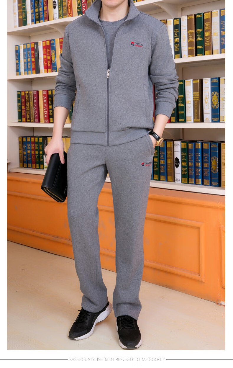 361自营官方旗舰中老年人运动套装男秋冬加厚加绒运动服三件套大码