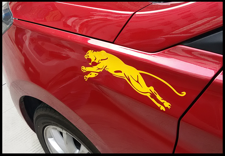 全车装饰贴外饰贴纸油箱盖拉手大灯眉后视镜贴 【白色-右面】豹子1只