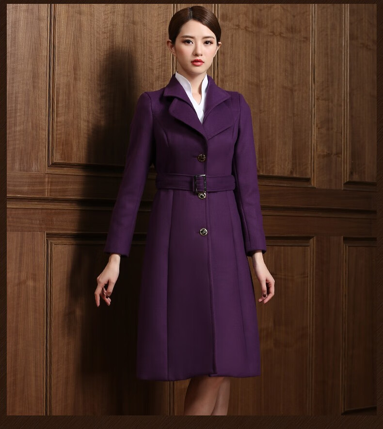 毛呢大衣女长款毛呢冬季空姐制服国航空姐售楼部毛呢大衣女冬季加厚
