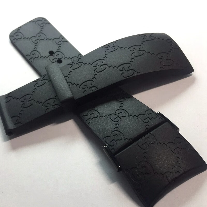 古驰gucci手表带蝴蝶按扣ya114橡胶表带古奇男女款23mm/ 26mm 橡胶圈