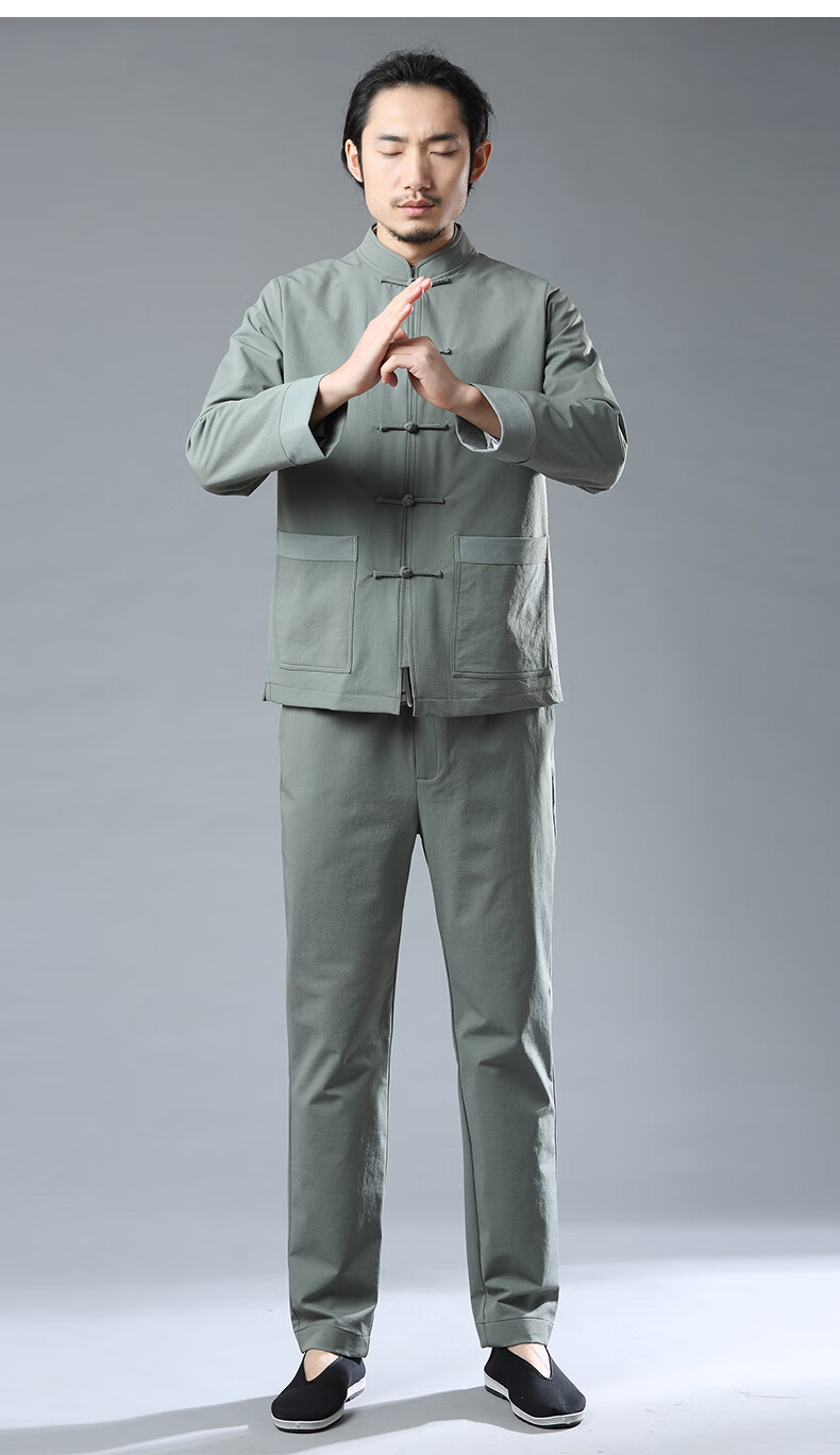 杰雅狼唐装男中式服装套装亚麻外套汉服春秋冬装中国风功夫服装古风