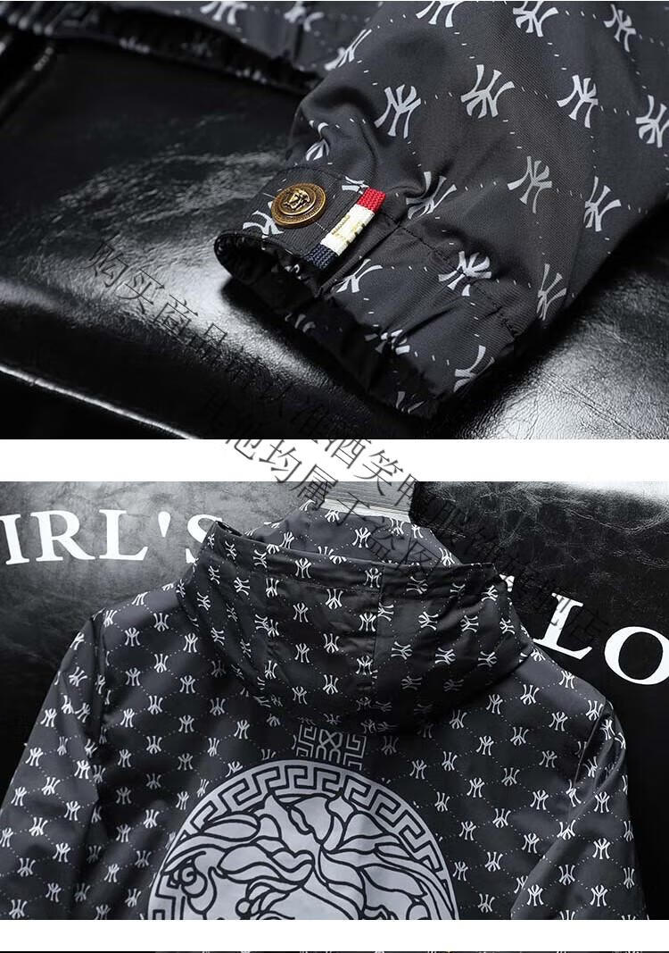 琪欧洲站秋季美杜莎印花连帽夹克男轻奢潮牌修身大码瓦萨琪薄款外套