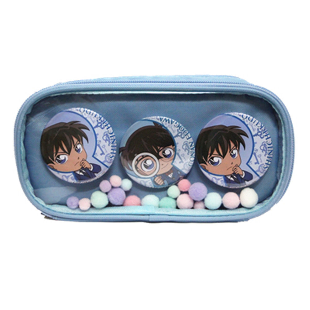 痛包笔袋迷你徽章扎吧唧笔袋透明层帆布痛笔袋 蓝色 扎包板加混粉色