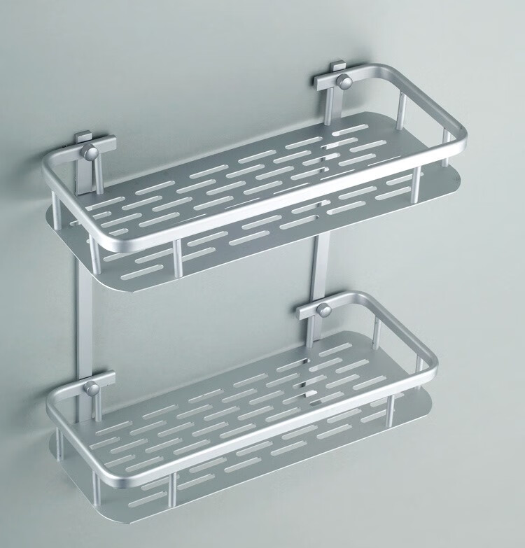 太空铝浴室角架置物架壁挂卫生间置物架层架毛巾架卫浴五金挂件 长方