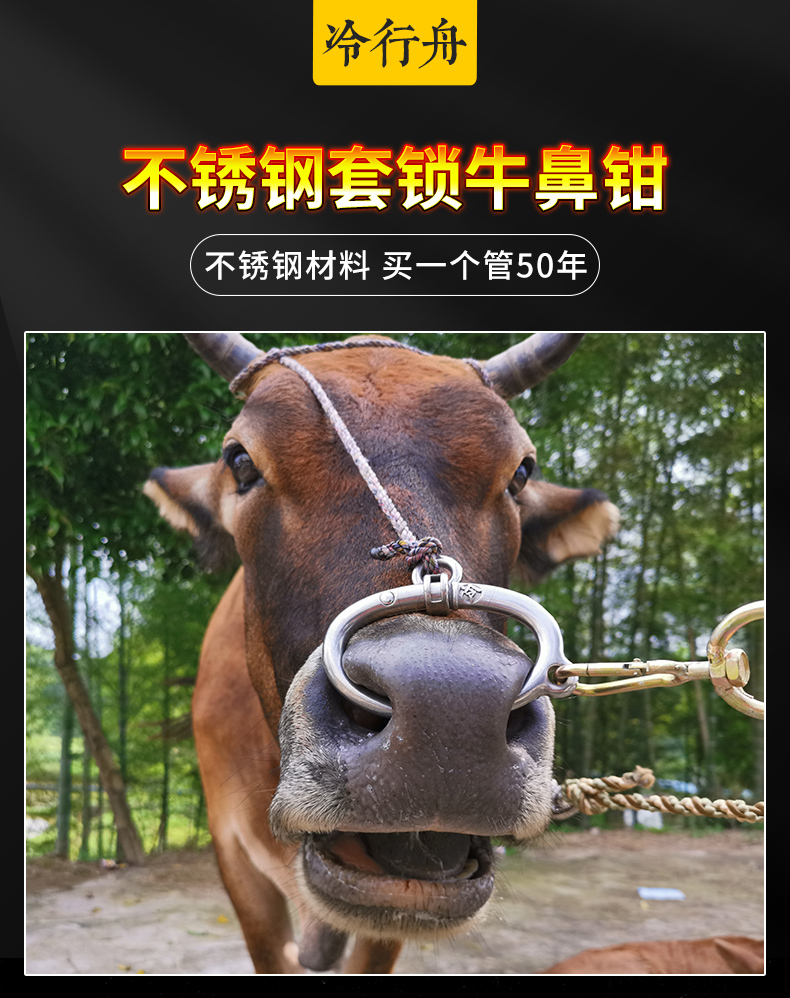 麦桑荷牛鼻圈牛鼻子牵引扣牛鼻环免打孔转环扣养牛场夹子不锈钢牛鼻