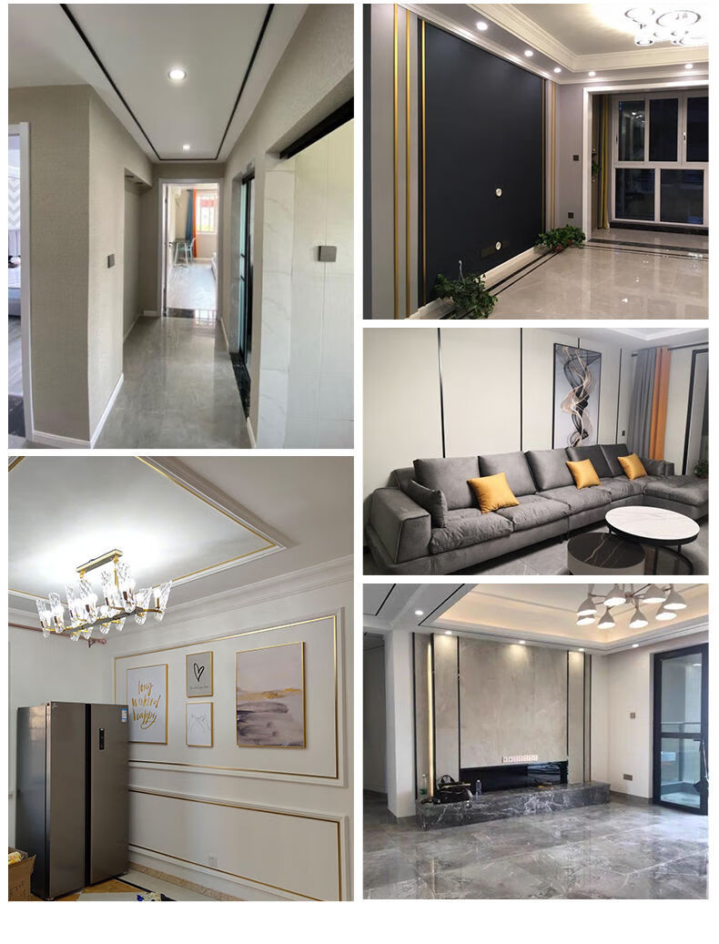 钛金条铝合金u型槽装饰条不锈钢吊顶电视墙背景墙线条嵌入式收边 亮