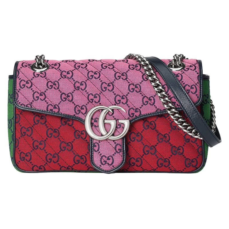 gucci古驰女包21年新款gg钻石菱格纹 marmont小号肩背包链条包 2uzin