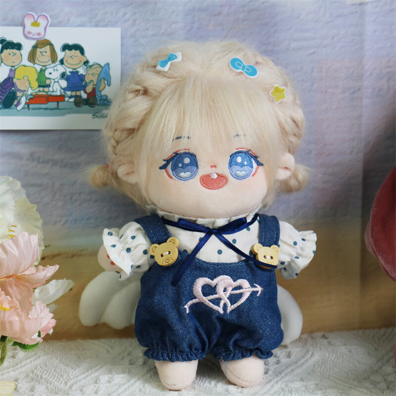 棉花娃娃公仔20cm厘米长头发炸毛裸娃带骨架款女孩玩具布娃娃礼物