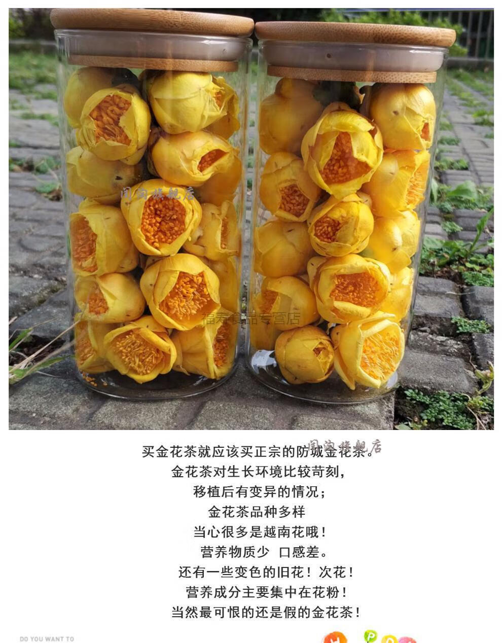 广西特产金花茶野生国宝金花茶冻干杰之茗随手商务礼定制精挑50克玻璃