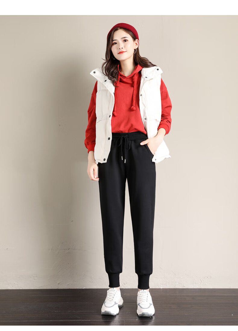 学生裤子女宽松卫裤加绒运动裤女宽松冬季小脚大码卫裤哈伦纯棉学生