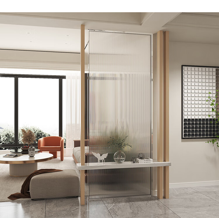 彬蔚极窄隐形边框水纹波长虹玻璃屏风隔断客厅入户玄关洗手间遮挡全国